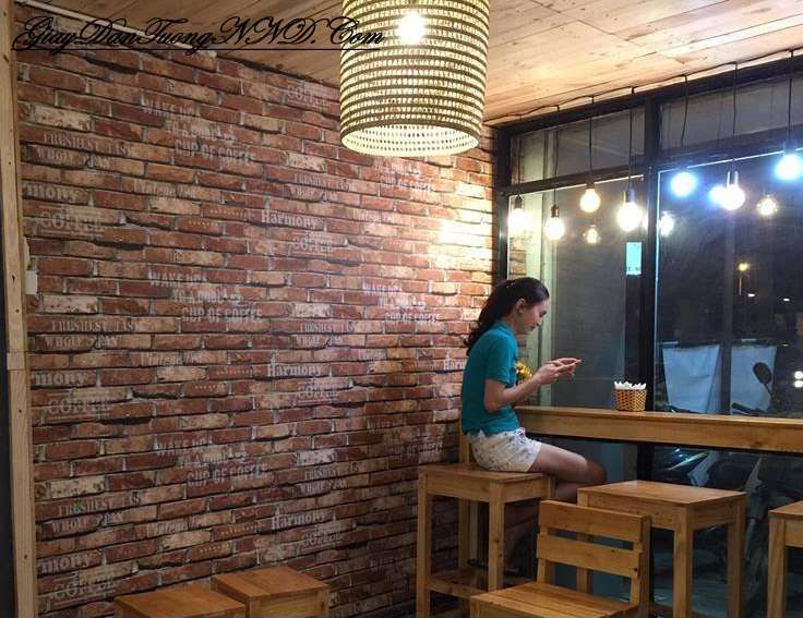Trang trí quán nhà hàng bằng giấy dán tường giả gạch đỏ của Hàn Quốc